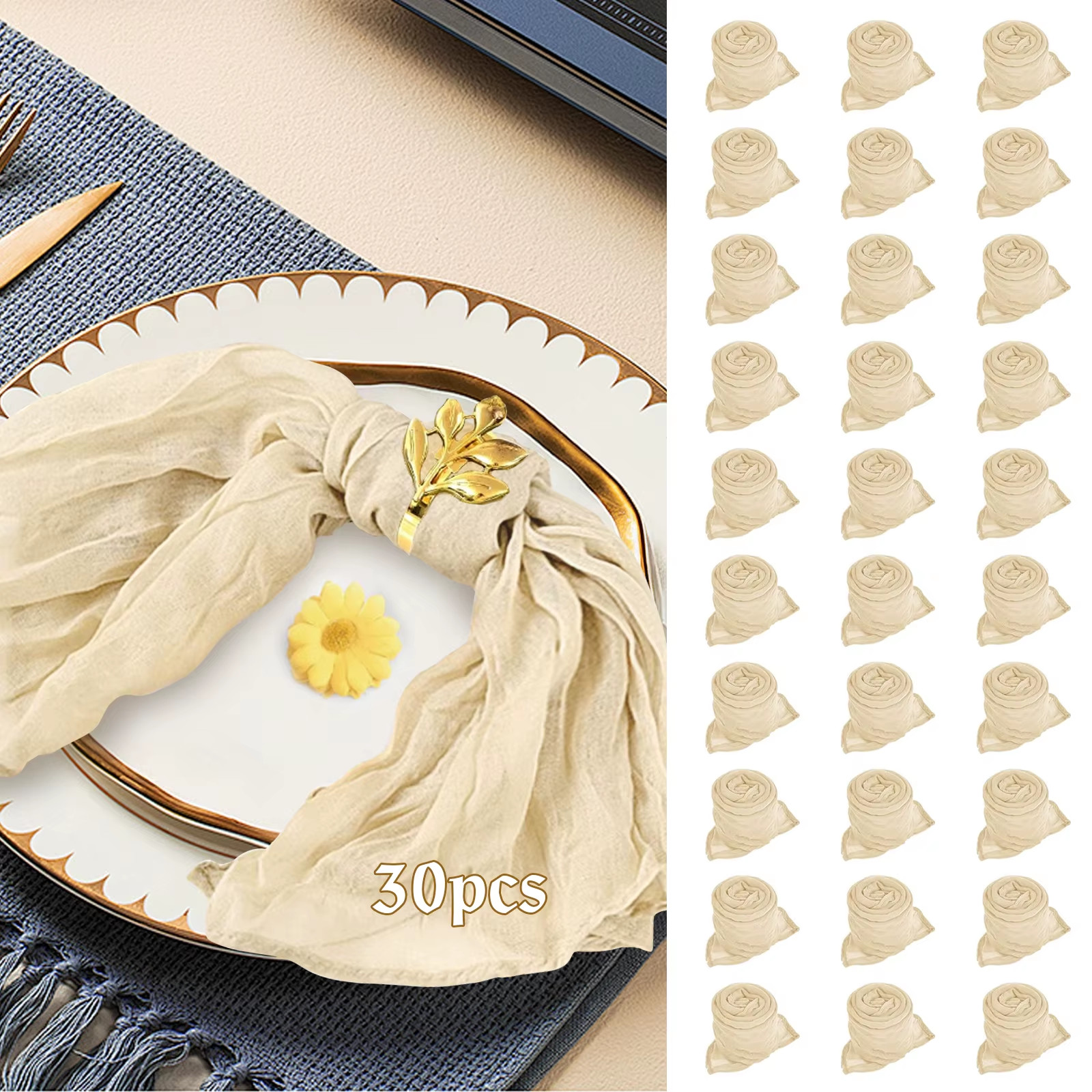 Serviette en gaze de table pour réussir une décoration bohème lors de grands événements et banquets