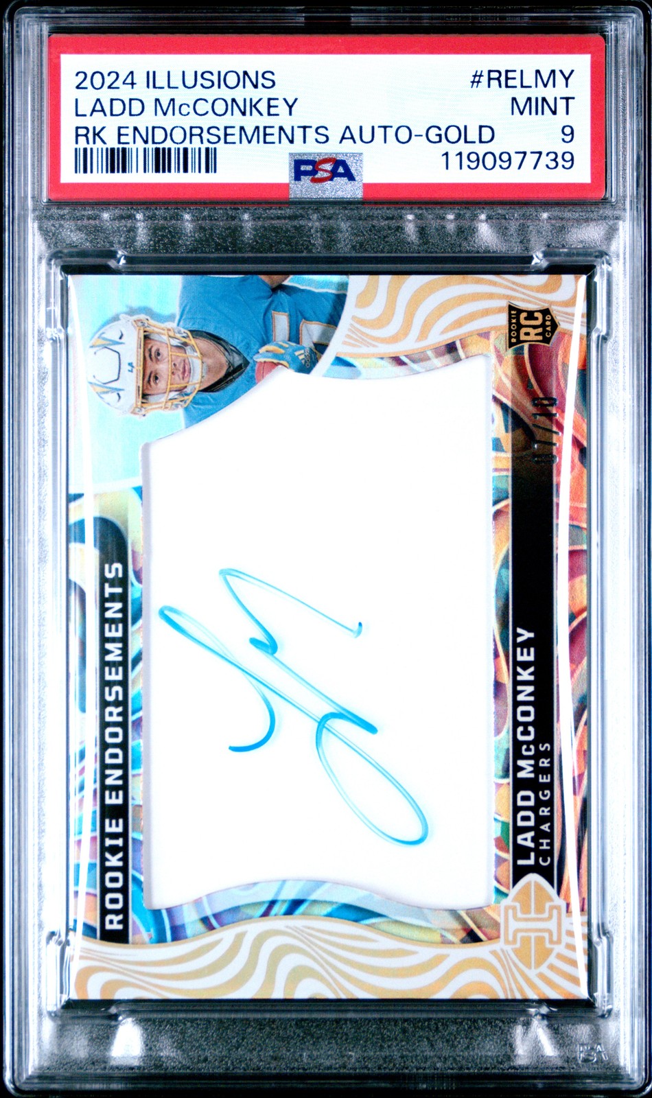 Ladd McConkey Panini Illusions Rookie Endorsements Autographs #RELMY Gold