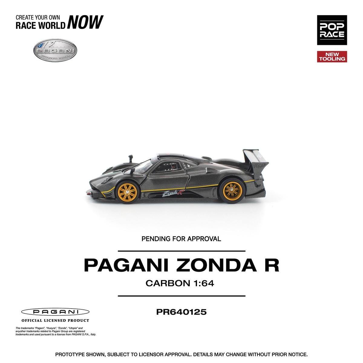 Pre-order) POP RACE 1/64 PAGANI ZONDA R #PR640125 Diecast Model