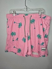 Beach Bros Men's Bottoms Tropical Palm Trees Lined Swim Trunks Size Med BE