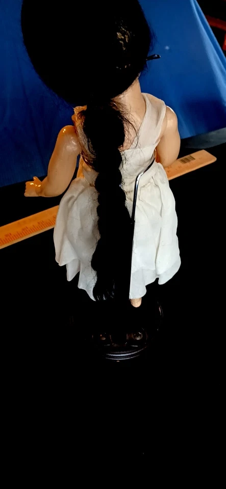 MUÑECA COMPOSICIÓN MADAME ALEXANDER 14" VINTAGE AÑOS 20 30 Negro Mohair Ojos Azules Foto 3 de 4