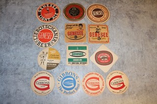 VINTAGE LOT OF GENESEE & GIBBONS BEER COASTERS 13 DIFFERENT