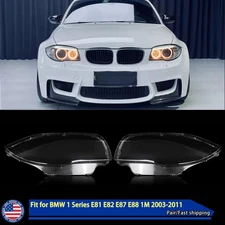 2xFront Headlight Lens Cover Replace For BMW 1 Series E81 E82 E87 E88 1M 03-2011