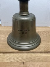 Vintage Ships Brass Bell, 7.5 Inches Tall, Engraved LANCRASU 1947