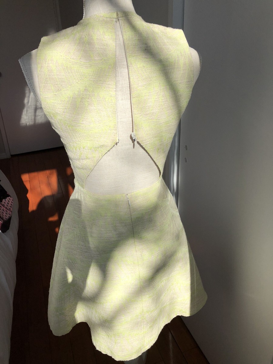 Cut25 By Yigal Azrouel Beige And Green Back Cutout A Line Dress | eBay