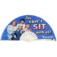 Girls Cant Sit With Us Bamboo Folding Clack Hand Fan Rave Festival Pride LGBTQ
