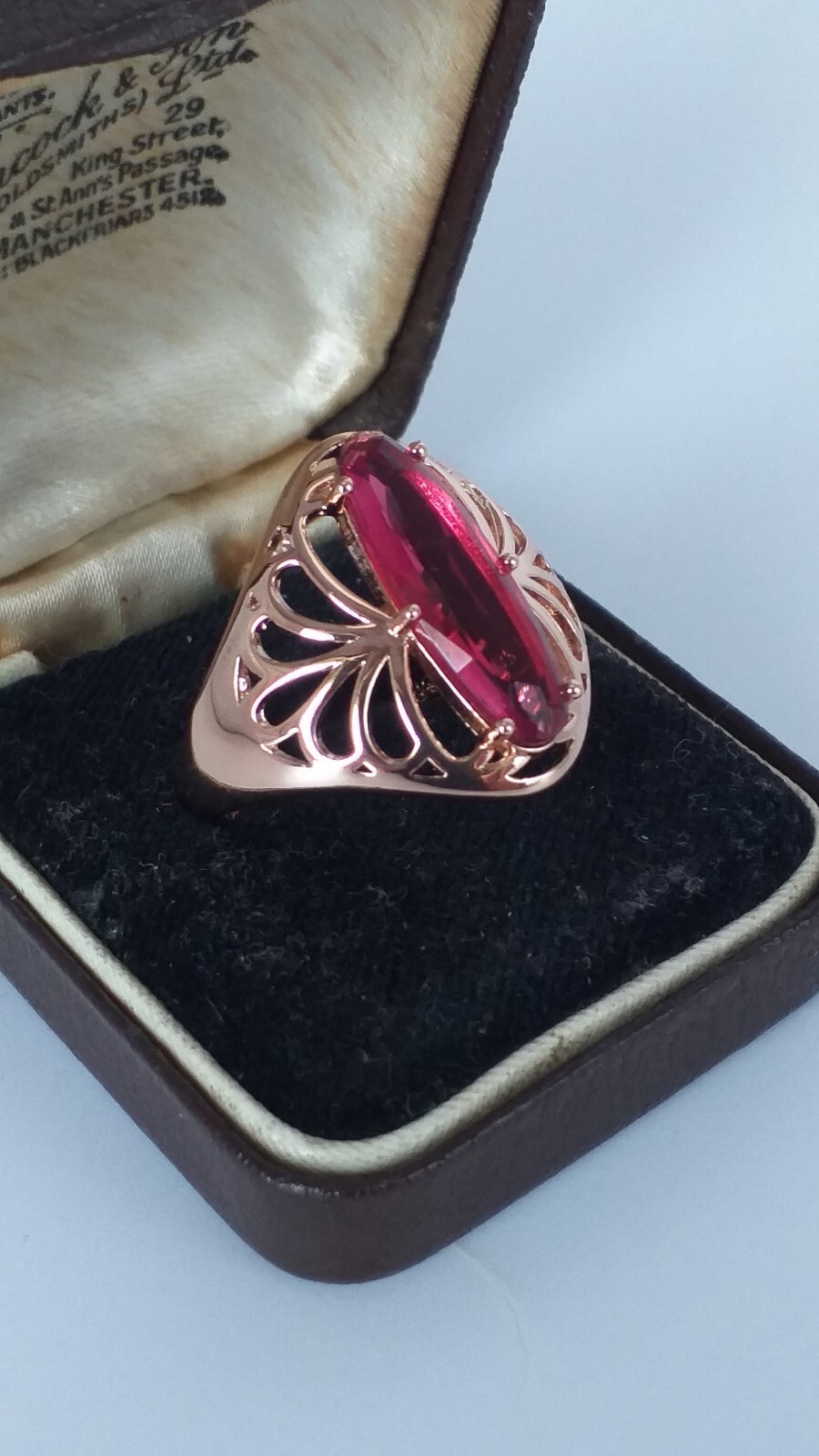 Vintage 1990s 14ct Rolled Gold Ruby Ring Hallmarked 585