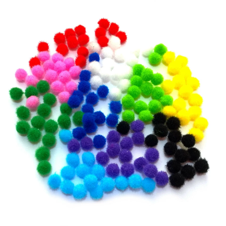 Pom Poms Assorted Colours Single or Mixed Size Packs of 50 to 500 Pompoms - Image 4 of 4