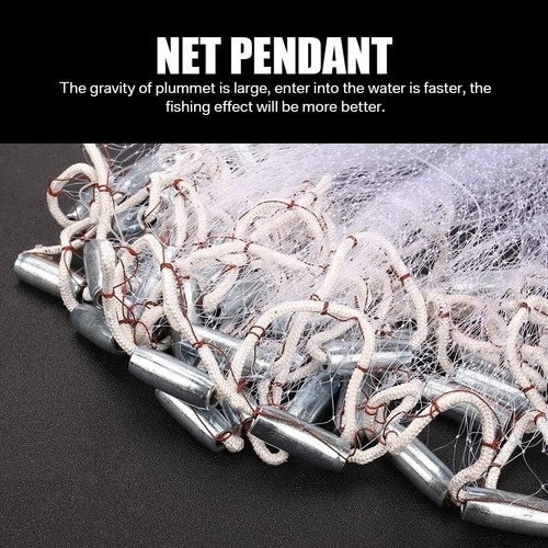 NEW 6/8/10/12/16FT Nylon Fishing Hand Cast Net Bait shrimp Easy Throw 1/2'' Mesh - Picture 3 of 8