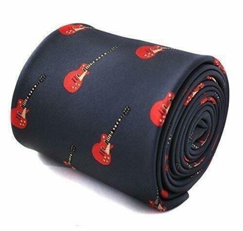 Cravate Homme Frederick Thomas - Bleu Marine Foncé, Brodée Motif Poule, Faite Main Au Royaume-Uni