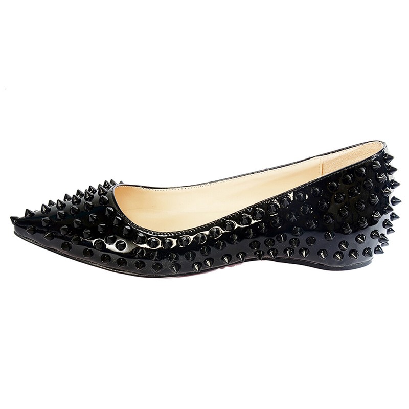 Women's Ballet Flat Pointy Toe Slip On Rivets Studded Shoes US5