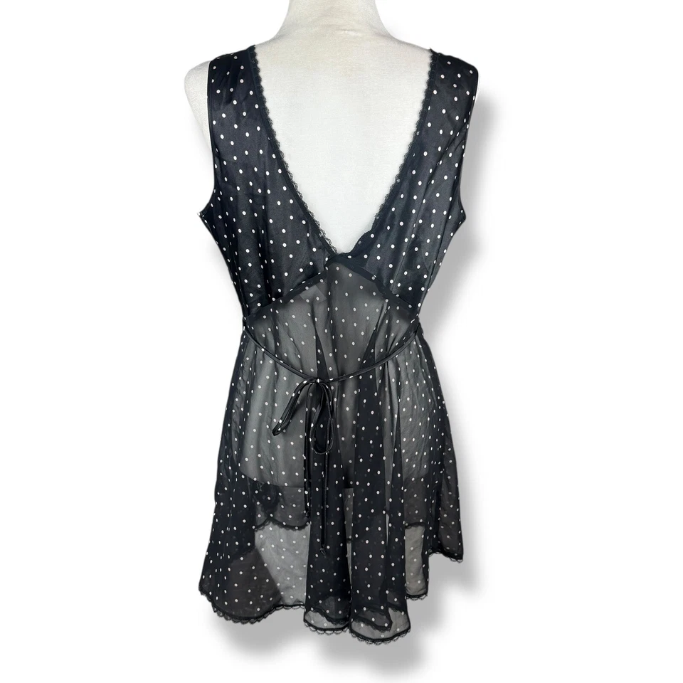 Camisón Babydoll Vintage Años 90 Dinastía California Para Mujer Talla XL Lunares Transparente Foto 2 de 4