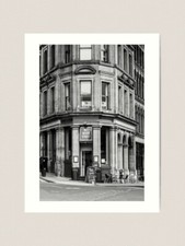 Unframed No. 1 Queen Street – Urban Charm in Monochrome Art Print