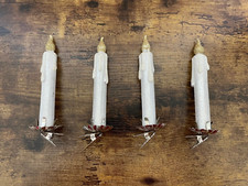 Set/4 Candle Clip ornaments, white, silver, gold, shatterproof, 5 1/2" Tall, NIB