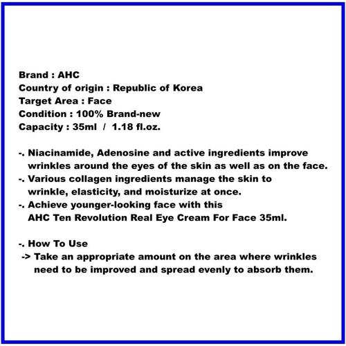 AHC Ten Revolution Real Eye Cream For Face 35ml Firming Anti-Wrinkle - Picture 5 of 5