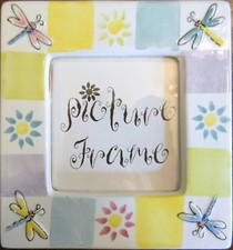 Picture Frame Ceramic Block Colors, Dragonfly, Sun, Neutral Colors
