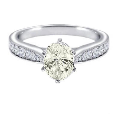 GIA certified 18K White Gold Round and Oval cut Diamond Fancy Yellow 1. ...