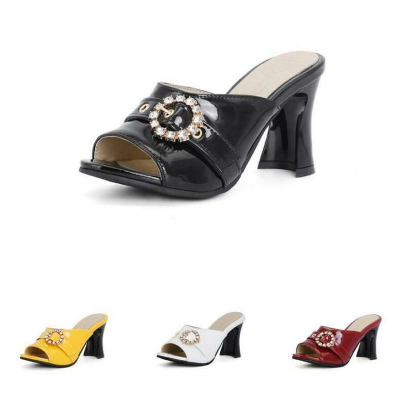 PANTOFOLA D’ORO Sandali donna strass scarpe tacco alto ciabatte punta aperta fibbia semplici chic