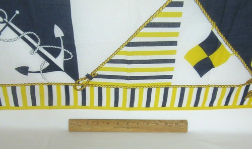 VTG 1960s NAUTICAL THEME LINEN SCARF 30 1/4" by 29 3/4" YELLOW BLUE WHITE - Bild 9 von 9