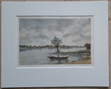 Fritz HARTMANN (1878-1961) Original Farbradierung NIEDERRHEIN inkl. 40x50 cm PP