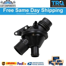 TRQ Engine Coolant Thermostat with Housing Temp Sensor For 12-17 BMW 2.0L Brand
