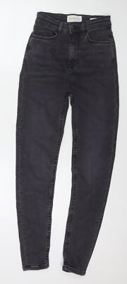 Marks and Spencer Damen Schwarz Baumwolle Skinny Jeans Größe 6 L28 Normaler Reißverschluss