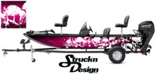 Skulls Graphic Abstract Fishing Bass Boat Pink Wrap Decal Vinyl USA Pontoon Kit 