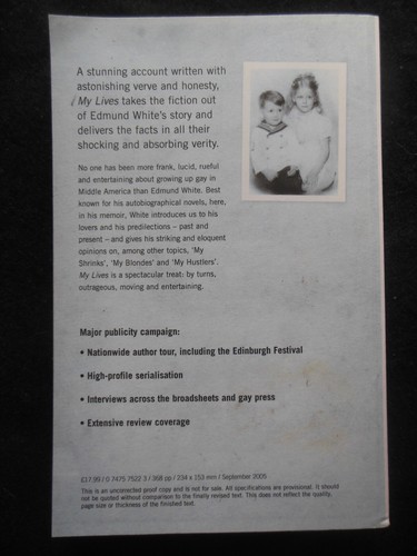 SIGNED; My Lives - Edmund White (2005-1st) Uncorrected Proof - Gay Autobiography - Picture 7 of 8