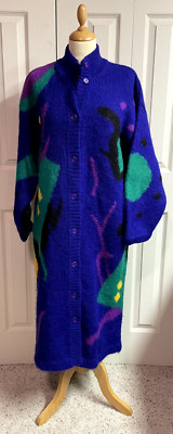 Vintage SEGUE Mohair Abstract Sweater Coat Jacket Small Maxi