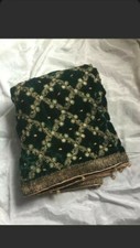 pakistani indian Green Velvet Scarf,Shawl ,Party Event.