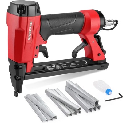 KN8016S 21-Gauge Pneumatic Upholstery Stapler – Continuous Firing Mode, 1/2” Crown Staples, 100-Capacity Magazine, For Furniture & DIY Woodworking