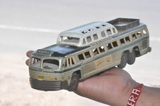 Vintage Friction S Trademark Greyhound No. 7595 Litho Bus Tin Toy,Japan