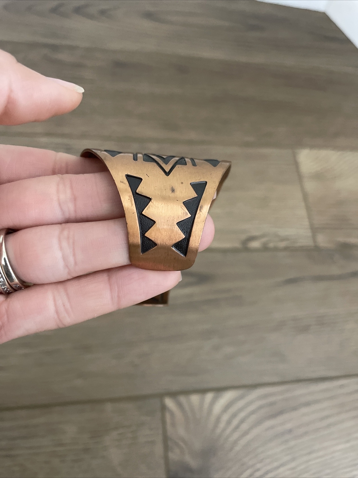 Native American Influence Wide Solid Copper Cuff … - image 7