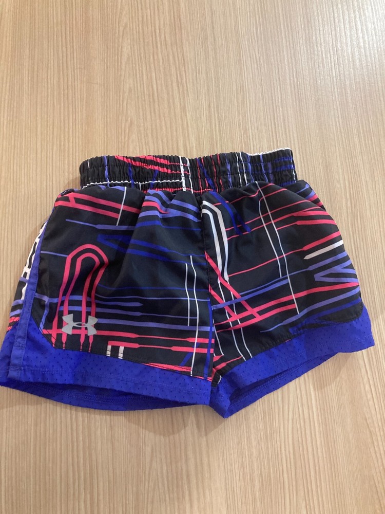Under Armour Black Purple 6-Line Elastic Waist Geometric Print Shorts