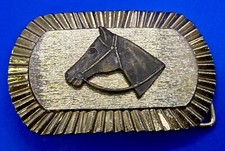 Horse Head Gold Color Western Rodeo Cowboy Cowgirl Vintage Belt Buckle