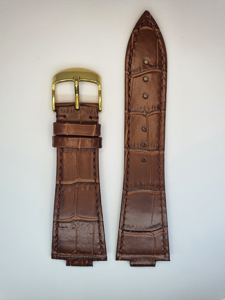 Leather Watch Strap Brown For Tissot PRX Gold Buckle 40mm