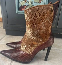 NEW Boots Giancarlo Paoli Leather Lace Brown Tejus Marrone 39 1/2  9 Stilettos