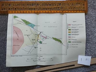 Antike geologische Karte von Percé, Quebec - Kanada 1913