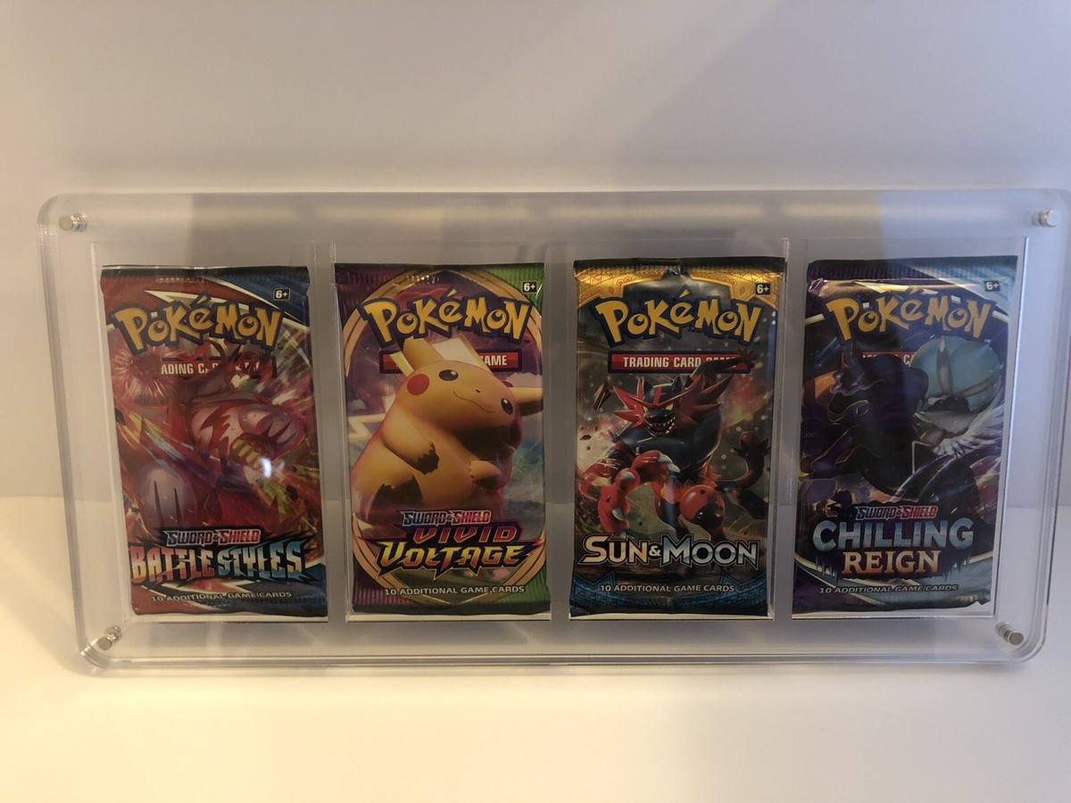 Pokemon Acrylic 4 Booster Pack Frame Display Case Magnet Locks Heavy Duty Pokemon Acrylic 4 Booster Pack Frame Display Case Magnet Locks Heavy Duty