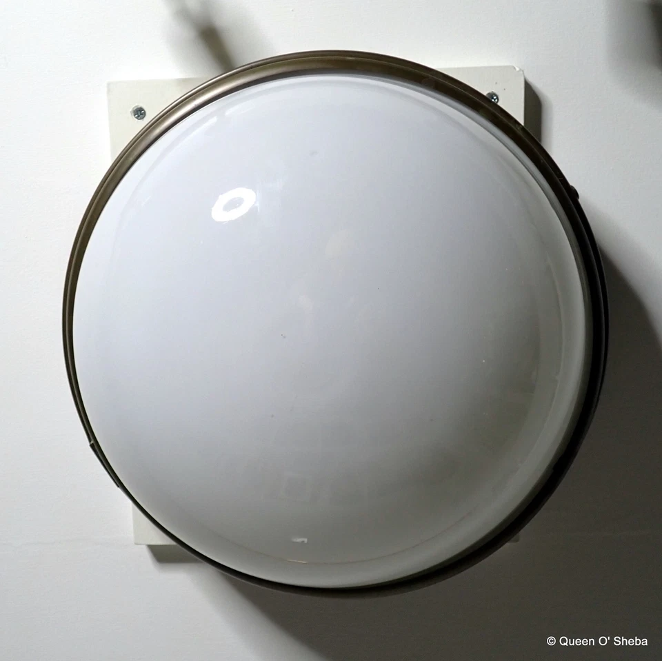 Opaline Bronze Light Ceiling Art Deco Large Round Full Moon - Image 4 of 4