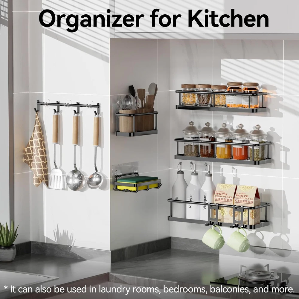 6 Pack Large Shower Caddy Organizer with Soap Holder and 12 Hooks