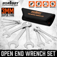 10PC Super-Thin Open End Wrench Set W Rolling Pouch Metric Slim Spanner 5.5-27mm