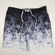 Speedo Swimsuit Boardshorts Trunks Black Gray Tie Dyed Size XL Surf Beach