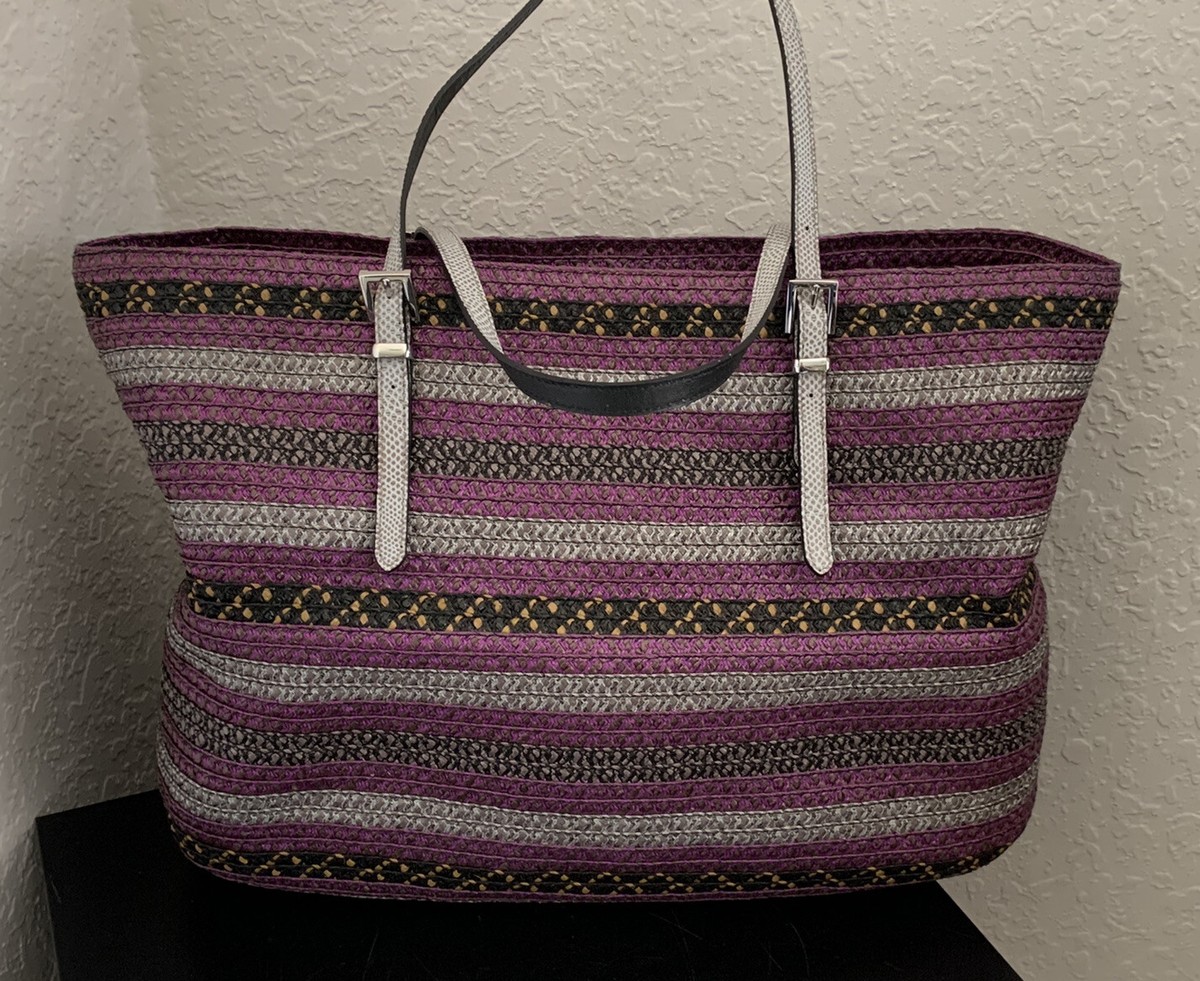 【あま】JAST SHOW TOTE BAG Eric Javits New York Jav Squishee Tote Large Purple Silver