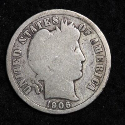 1906-D Silver Barber Dime GOOD FREE SHIPPING 
