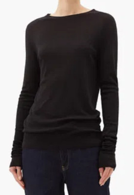 Raey - Feiner Pulli Lange Ärmel 100% Wolle Organic Schwarz 14 UK 42 Eu - Neu