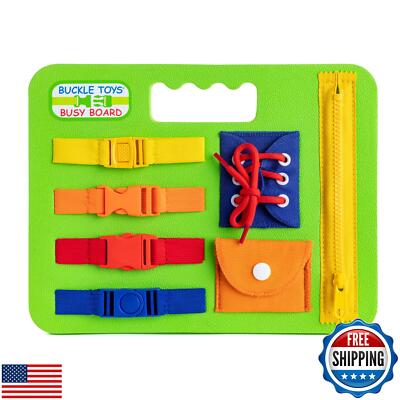 Buckle Toys Busy Board - Montessori Learning Toy for Toddlers Road Trip Essen