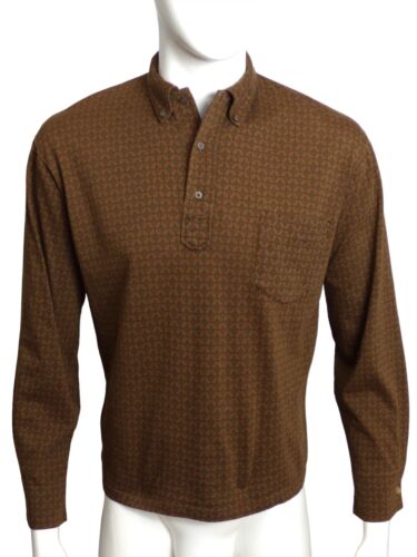 1960s Cotton Knit L/S Shirt, Size Medium - image 1