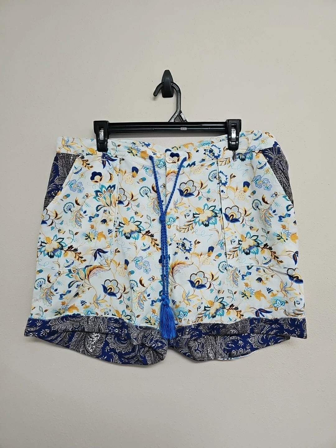 SUNDANCE Women's Shorts Mid-Rise Linen Blend Floral Print Multicolor.Size L