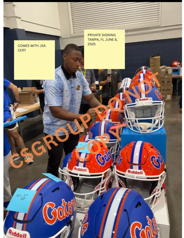 FLORIDA GATORS- DJ LAGWAY AUTOGRAPH ORANGE SPEED MINI HELMET JSA CERT PROOF - Image 3 of 3